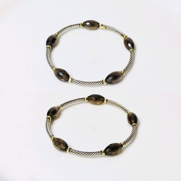 David Yurman Sterling 18k Gold Bangle Bracelet - Picture 3 of 7